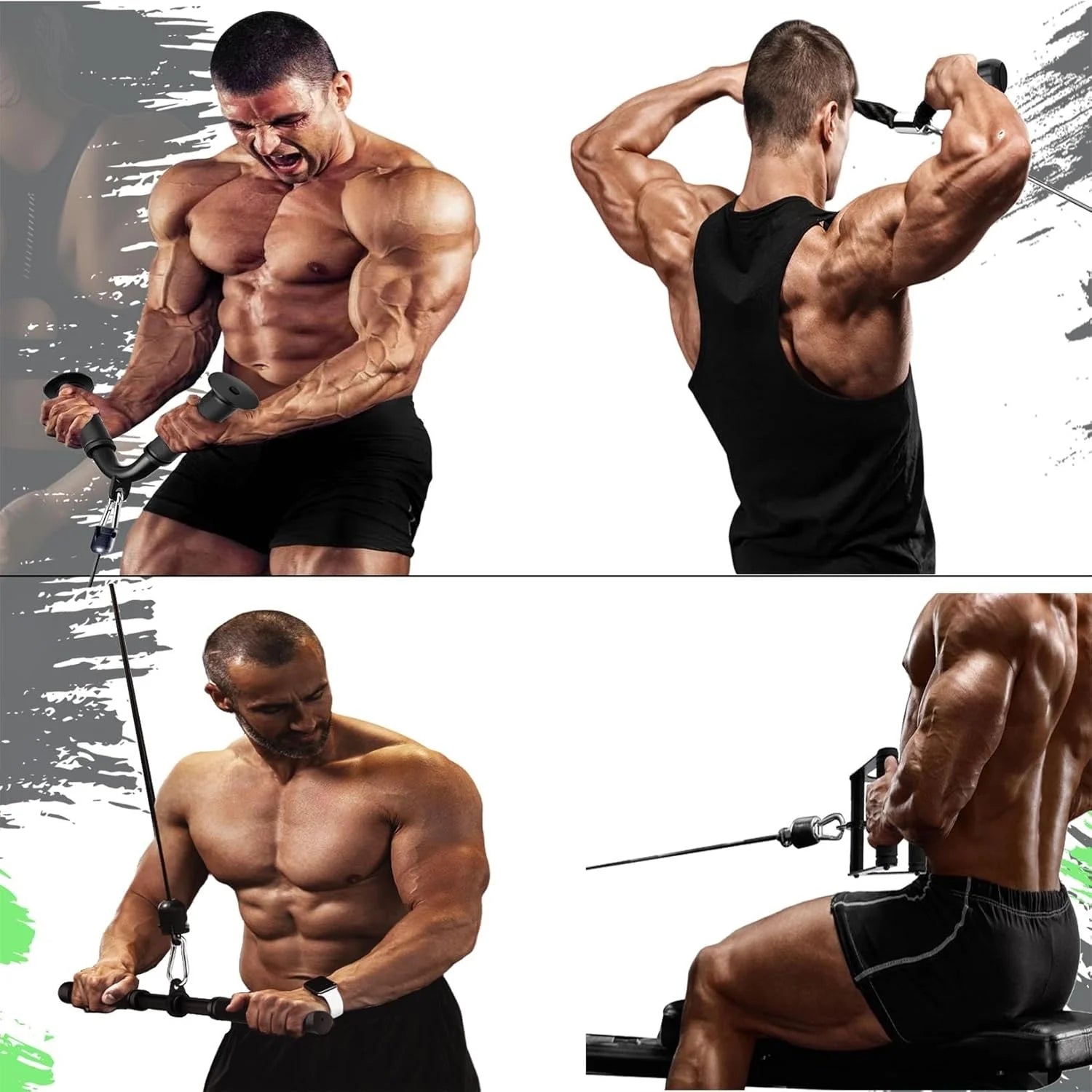 Cable Machine Attachment，Lat Pulldown Attachments Upgraded 1.3 Inch Comfort Grip Cable Attachments for Gym, Triceps Rope Bar,V Bar ,Double D Bar,Homr Gym Accessories